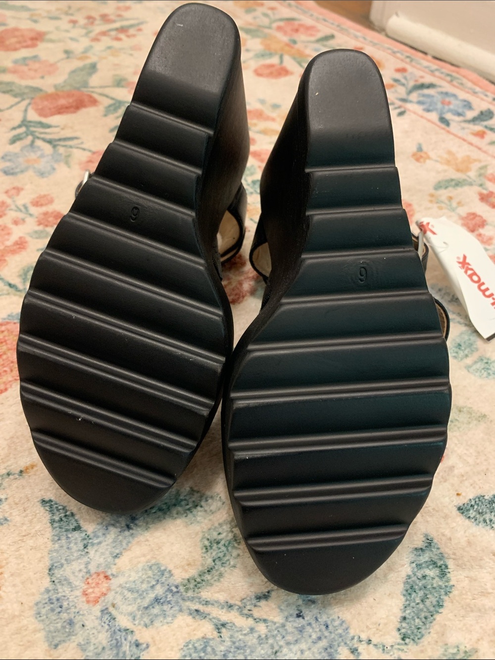 T.J.Maxx Black Triple-Strap Wedge Sandals NWT - Picture 7 of 9